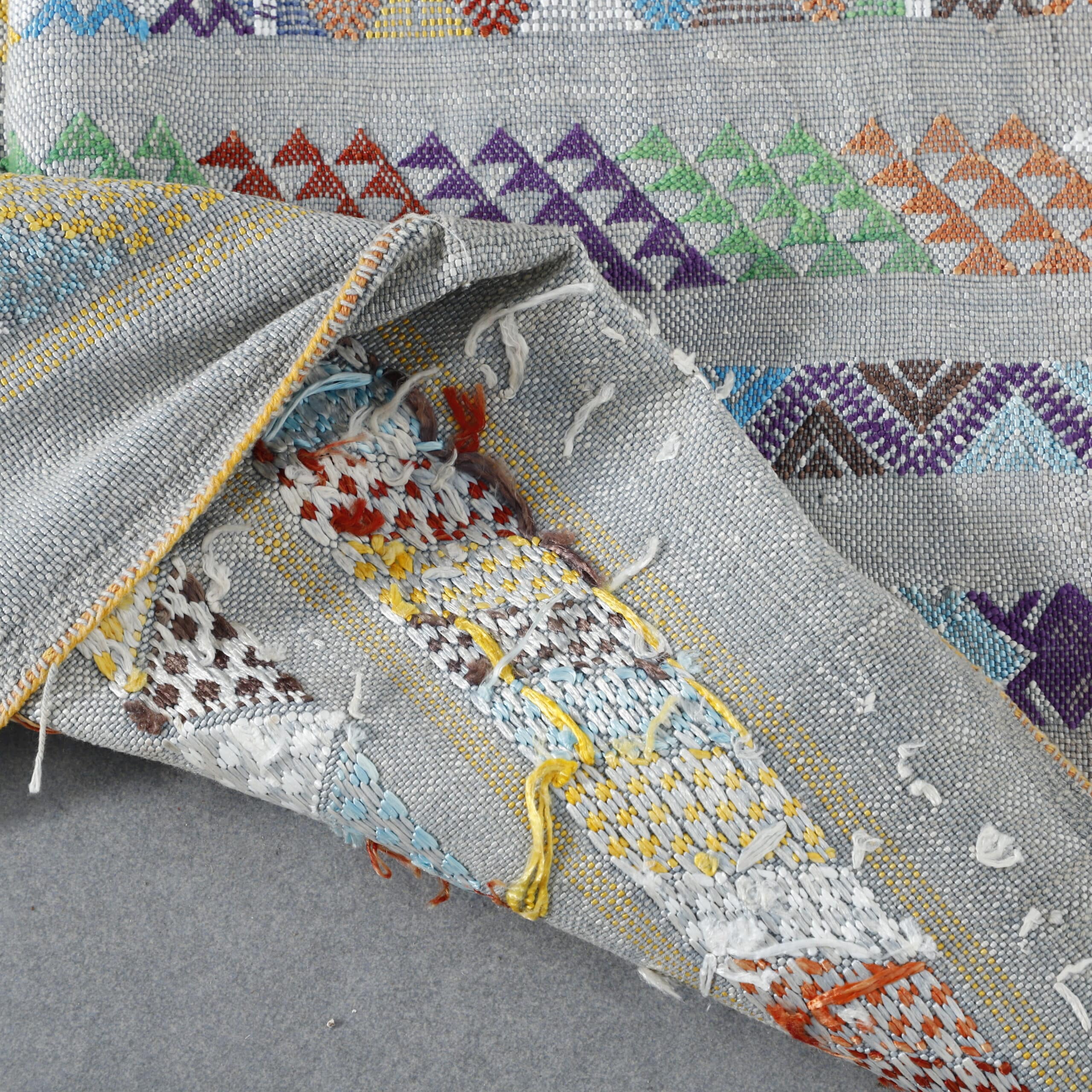 Colorful Moroccan Kilim rug with Intricate Geometric Design
