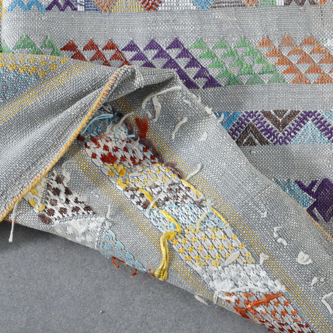 Colorful Moroccan Kilim rug with Intricate Geometric Design