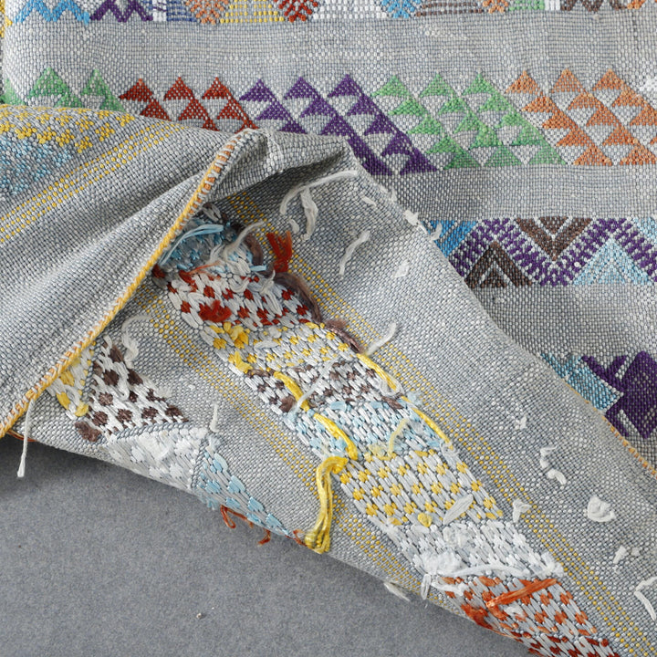 Colorful Moroccan Kilim rug with Intricate Geometric Design