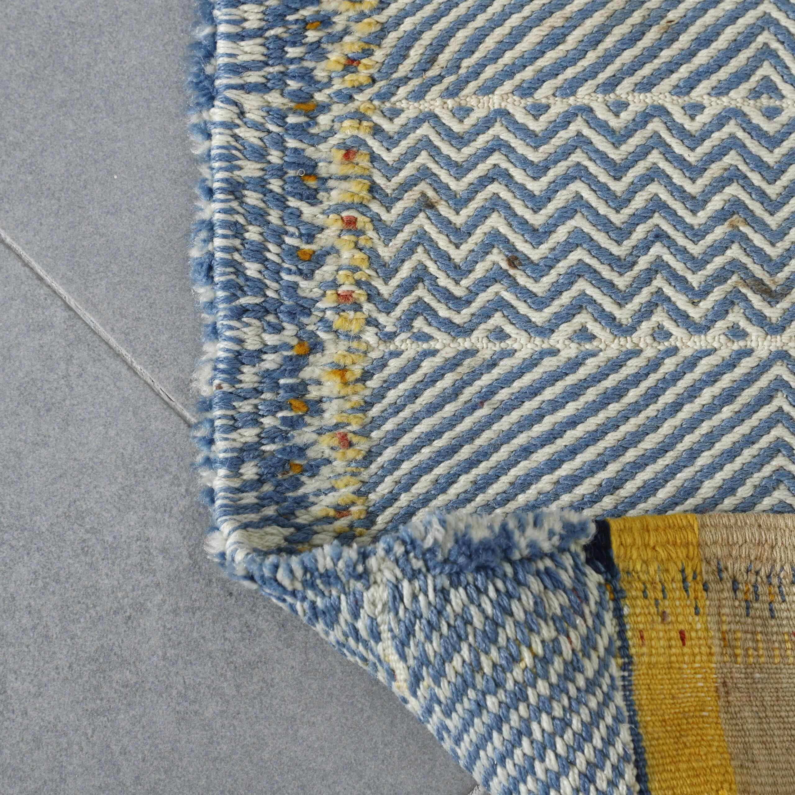 Colorful Moroccan Kilim rug with Geometric Stripes