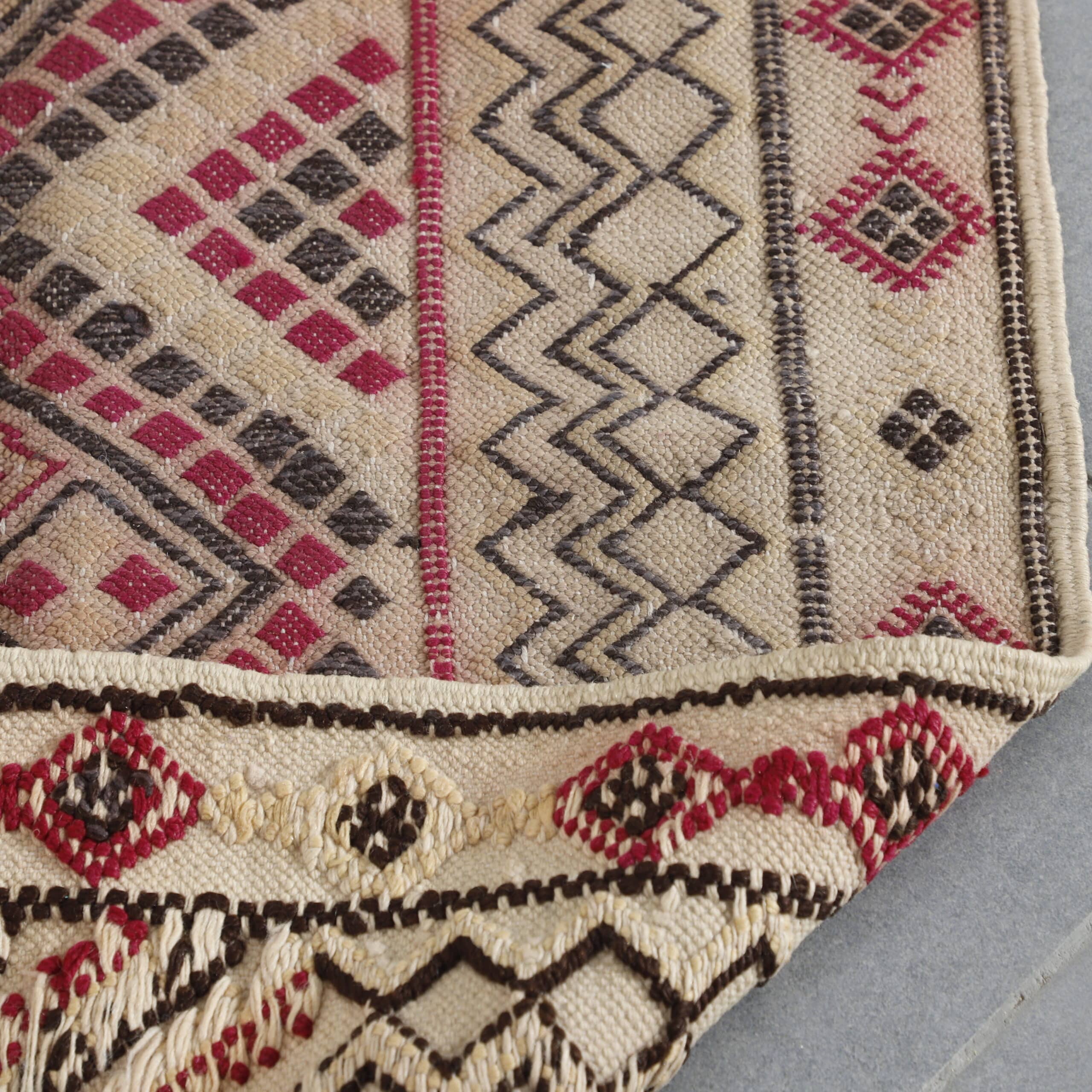 Vintage Handwoven Moroccan Kilim rug with Geometric Design