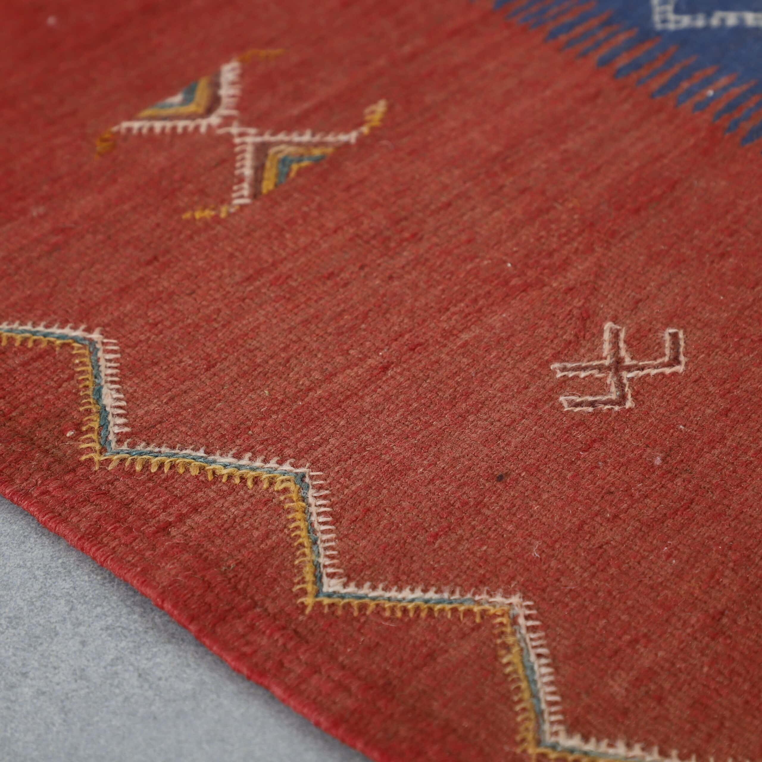 Handwoven Moroccan Kilim rug with Geometric Panels