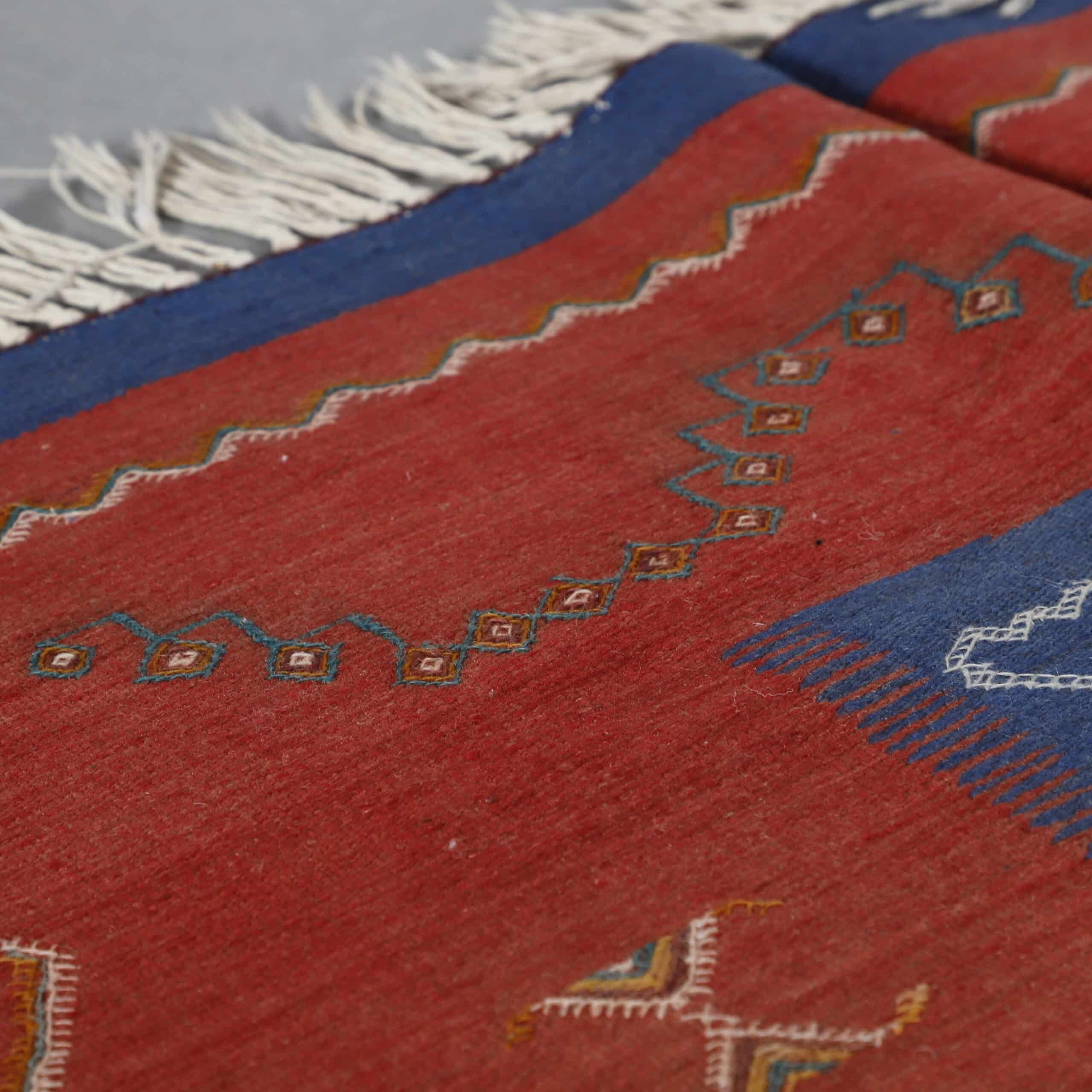 Handwoven Moroccan Kilim rug with Geometric Panels