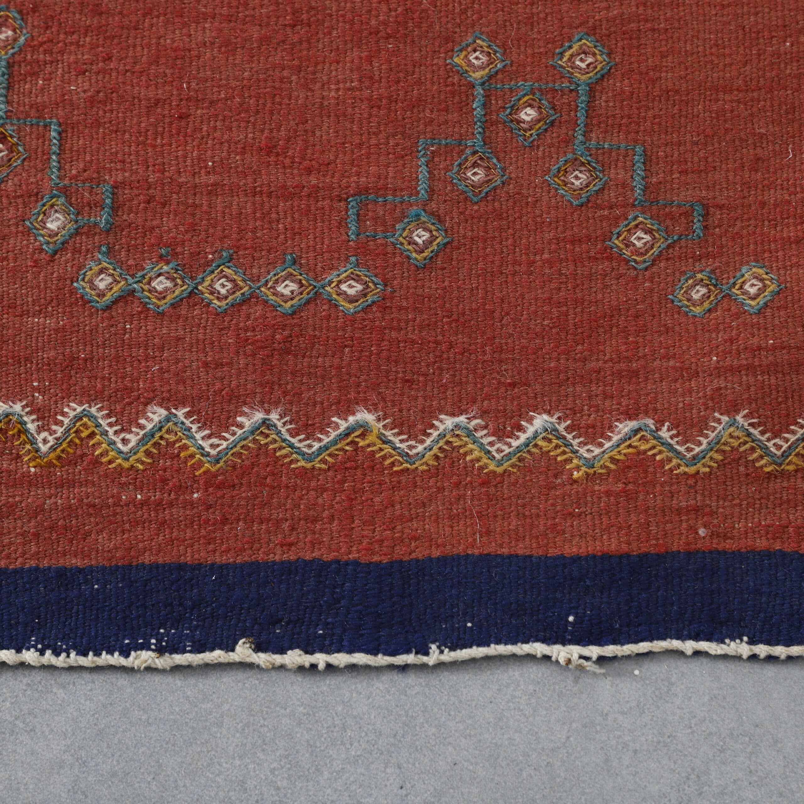Handwoven Moroccan Kilim rug with Geometric Panels