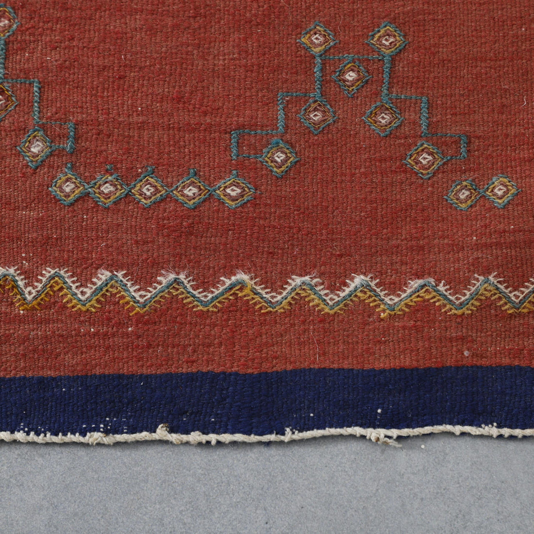 Handwoven Moroccan Kilim rug with Geometric Panels