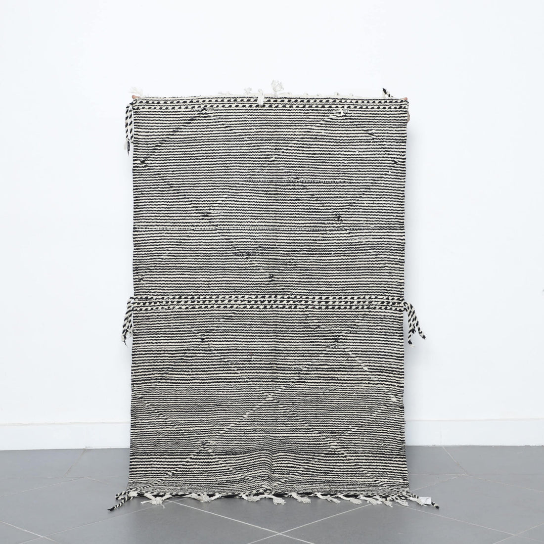 Classic Moroccan Zanafi Rug with Horizontal Stripes