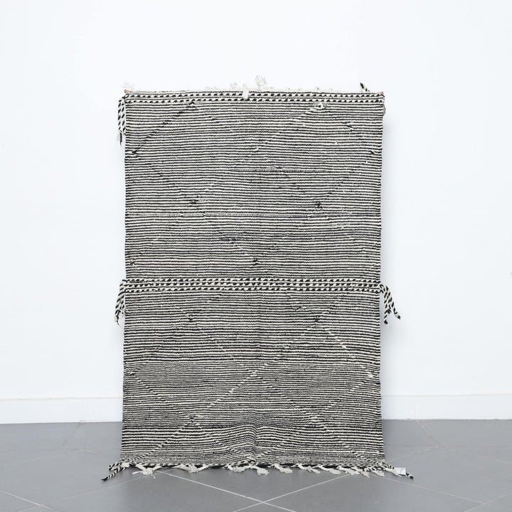 Classic Moroccan Zanafi Rug with Horizontal Stripes