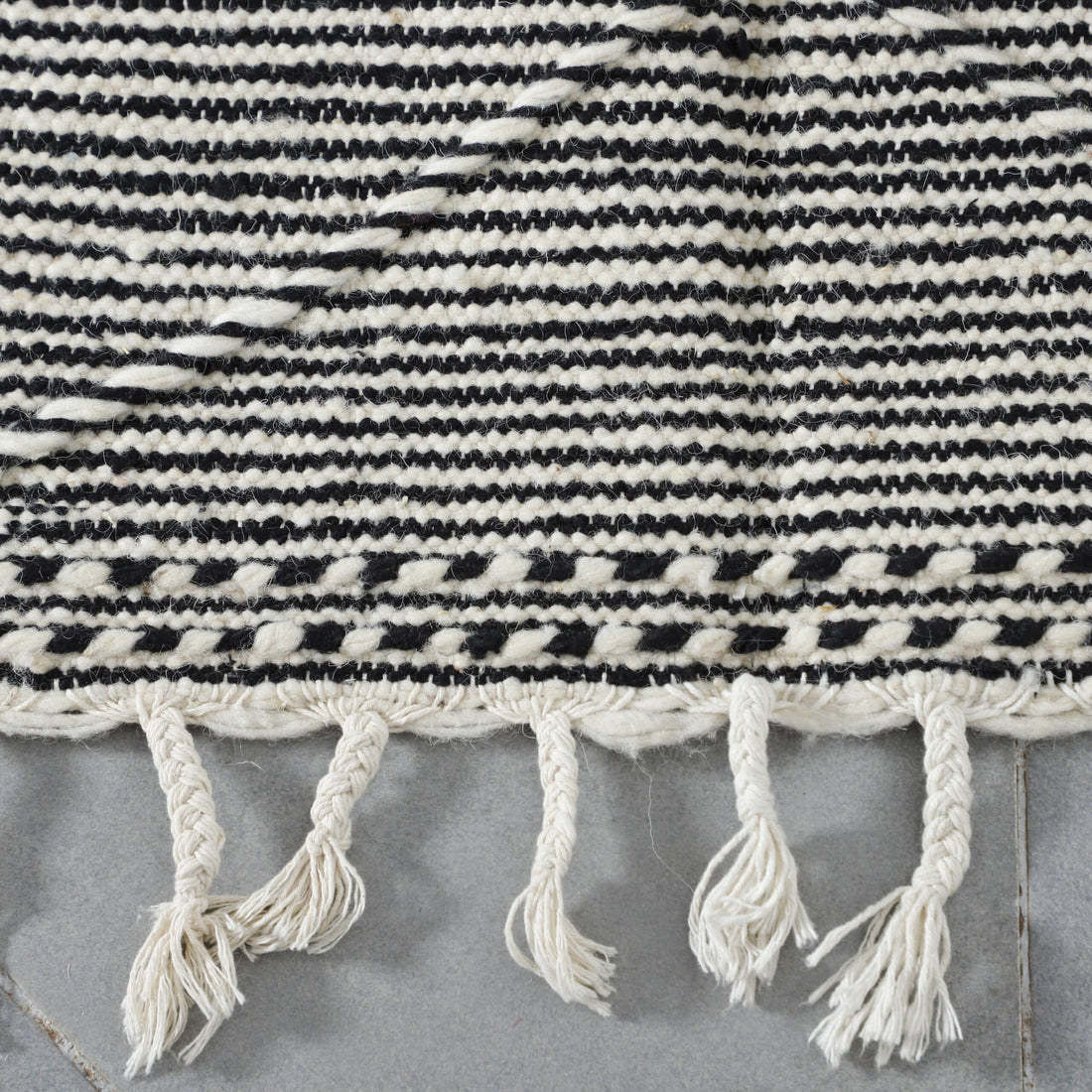 Classic Moroccan Zanafi Rug with Horizontal Stripes