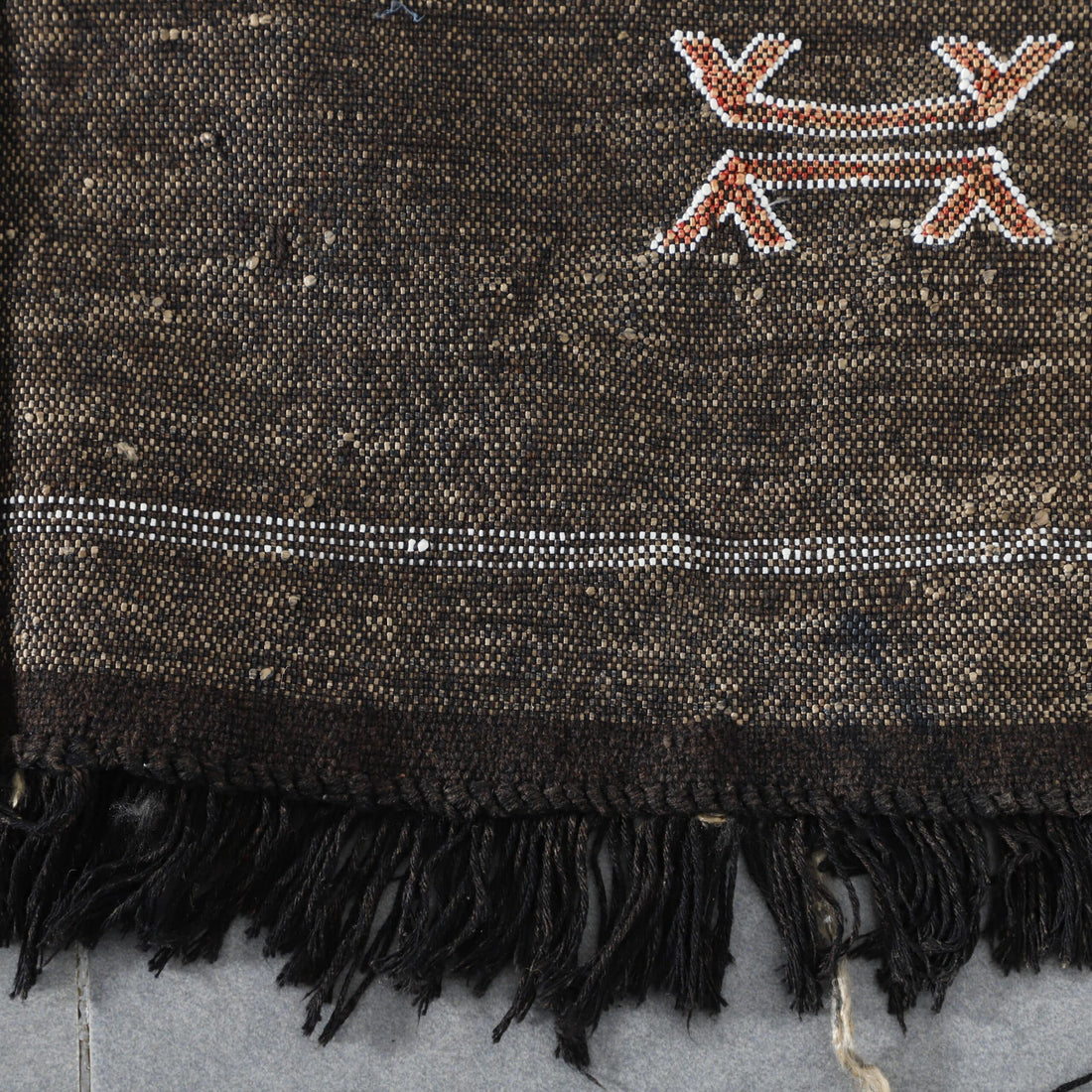 Dark Moroccan Kilim with Geometric Motifs