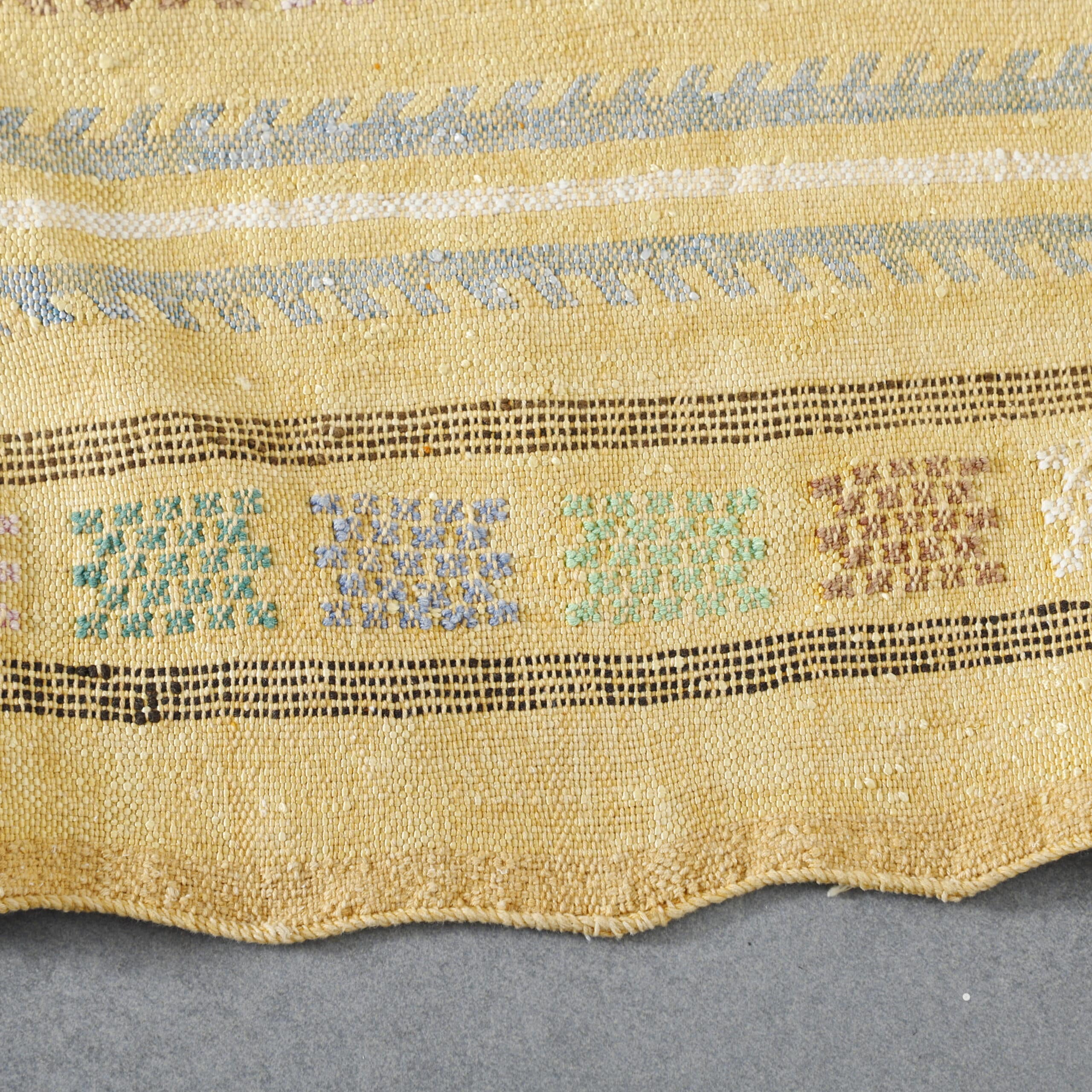 Neutral Moroccan Kilim with Geometric Motifs