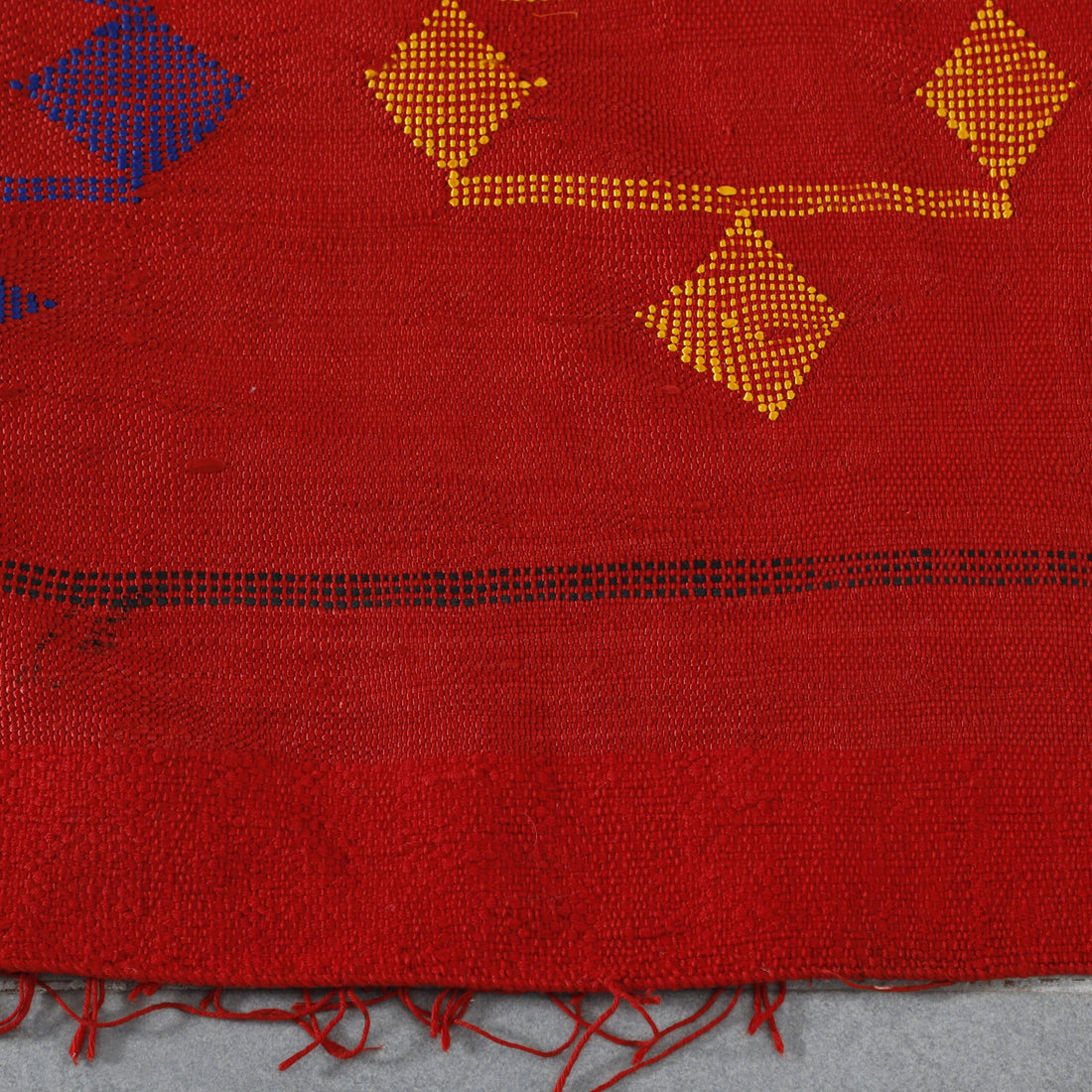 Red Moroccan Kilim Rug with Geometric Motifs