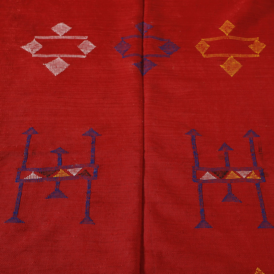 Red Moroccan Kilim Rug with Geometric Motifs