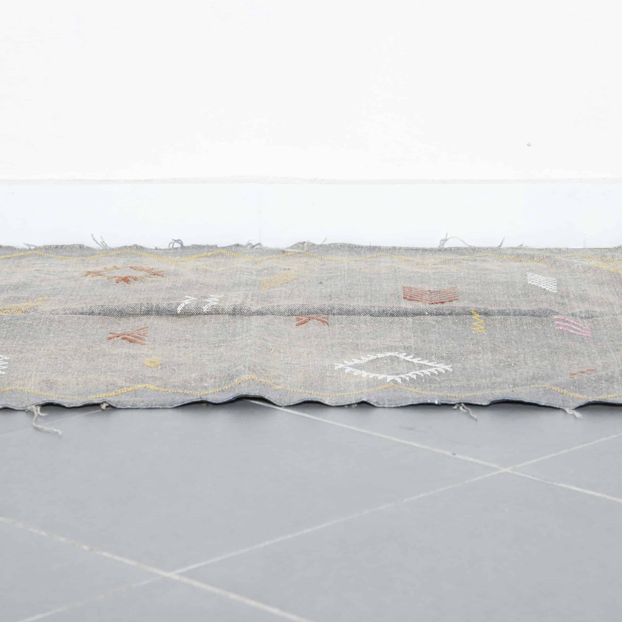 Gray Moroccan Kilim Rug with Geometric Motifs