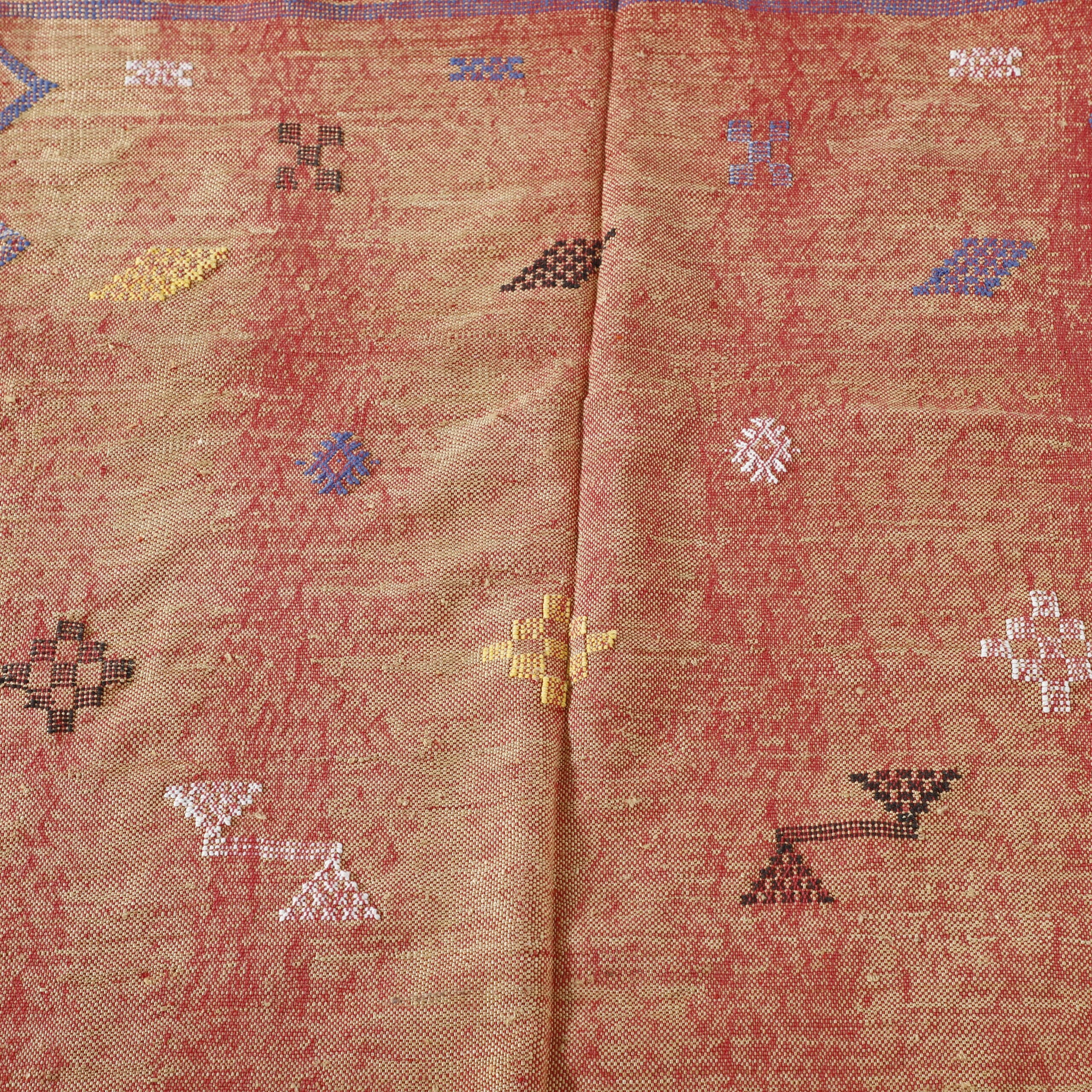 Moroccan Terracotta Cactus Silk Rug Handwoven Geometric
