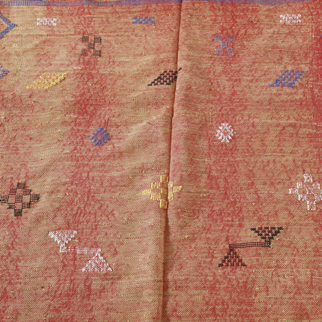 Moroccan Terracotta Cactus Silk Rug Handwoven Geometric