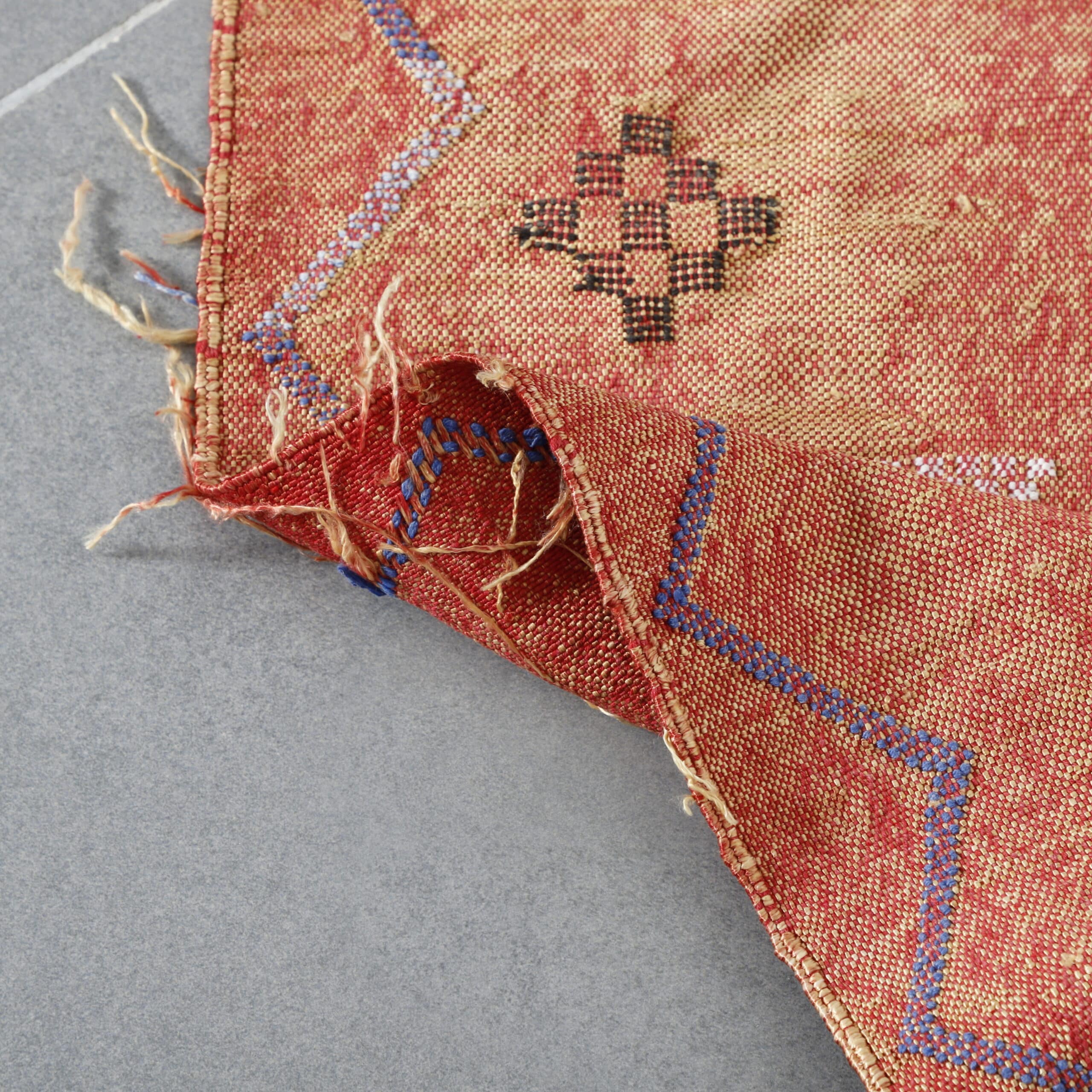 Moroccan Terracotta Cactus Silk Rug Handwoven Geometric