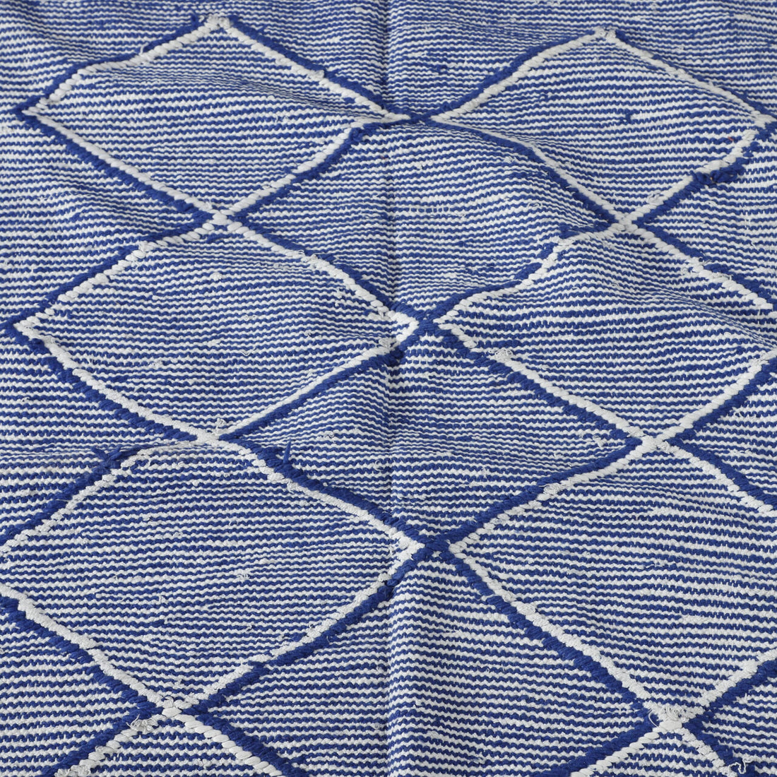 Moroccan Blue White Handwoven Kilim Rug