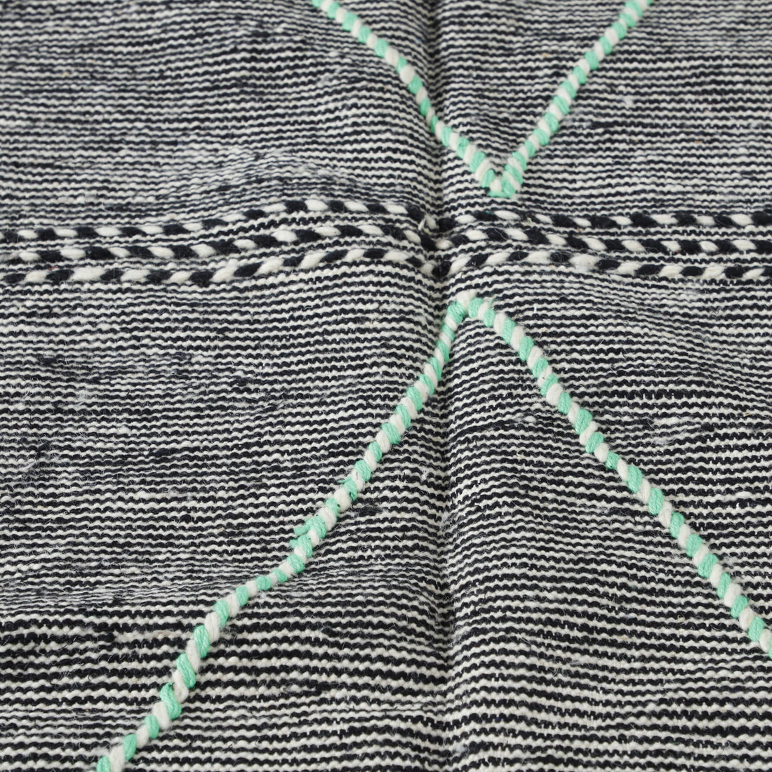Modern Moroccan Zanafi Kilim rug with Mint Diamond Lattice