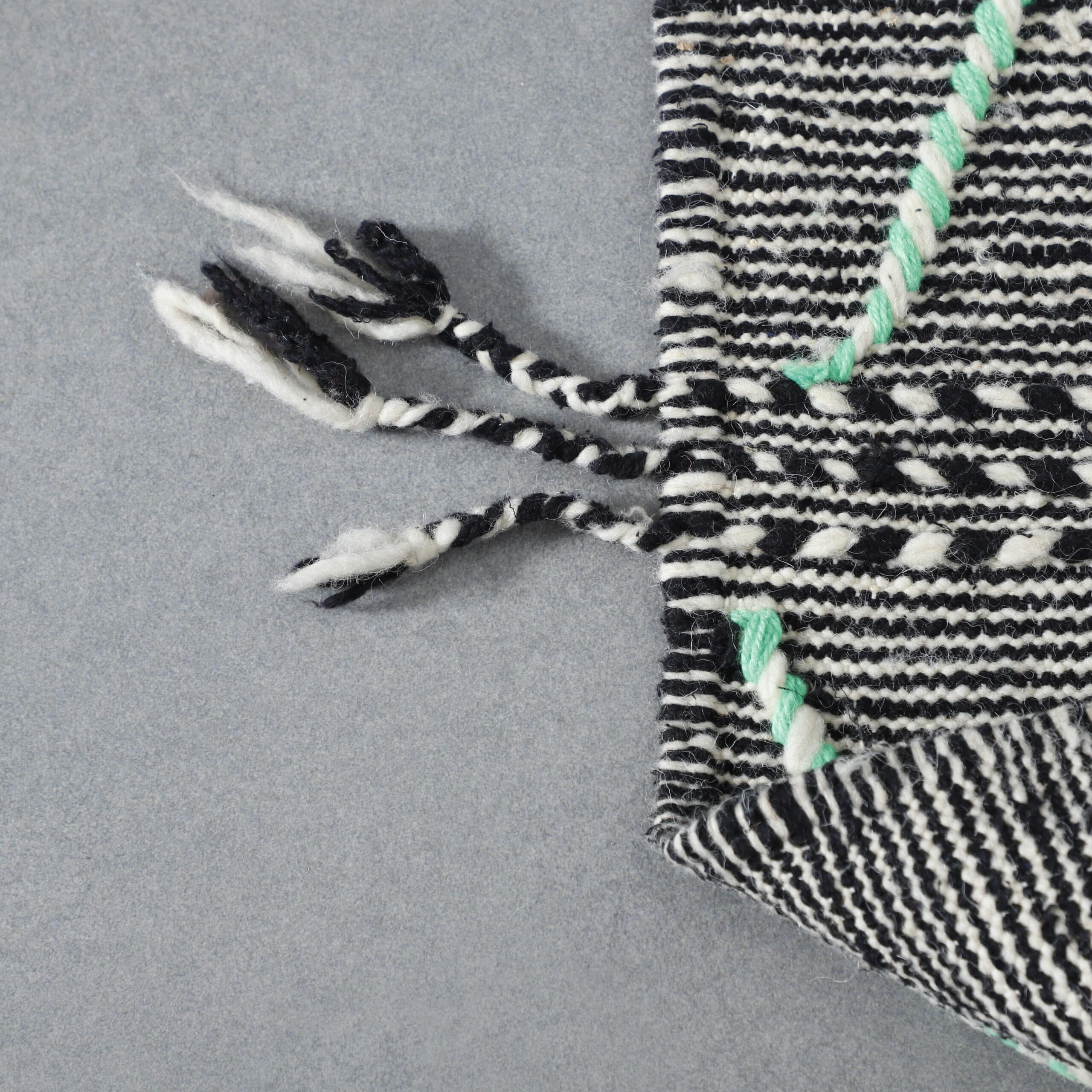 Modern Moroccan Zanafi Kilim rug with Mint Diamond Lattice