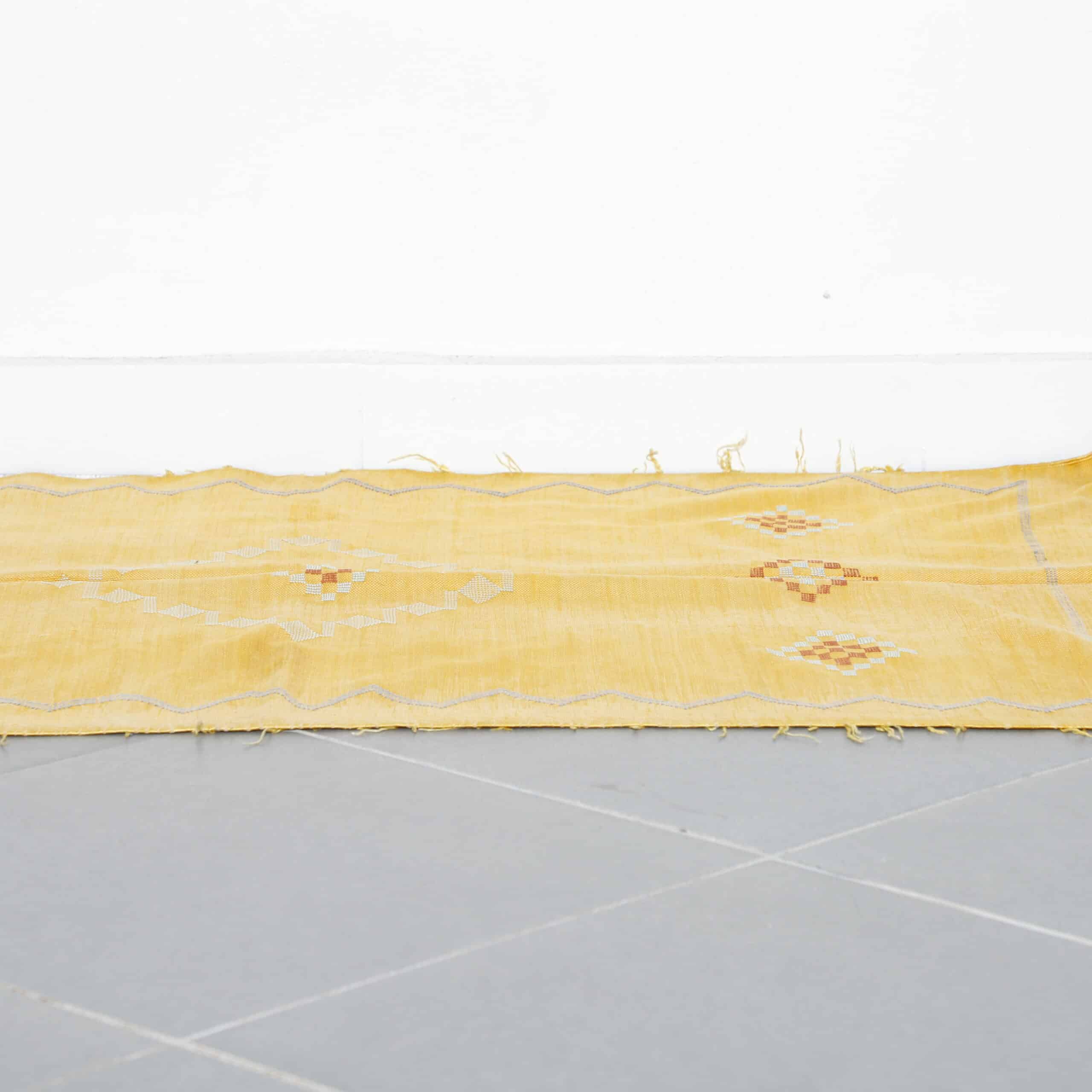 Golden Moroccan Kilim Rug with Diamond Motifs