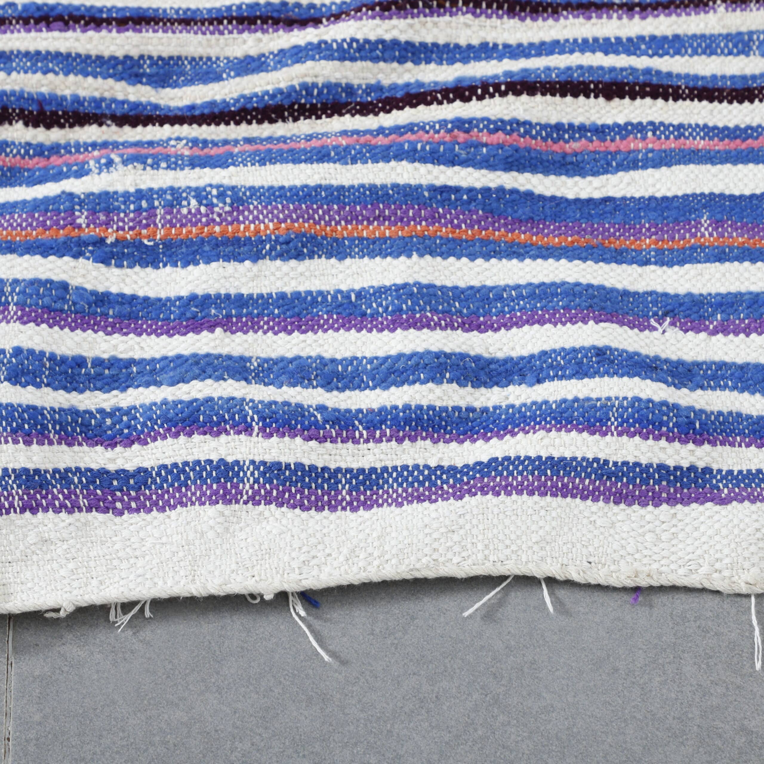 Blue Moroccan Kilim with Geometric Motifs