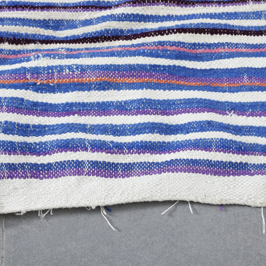 Blue Moroccan Kilim with Geometric Motifs