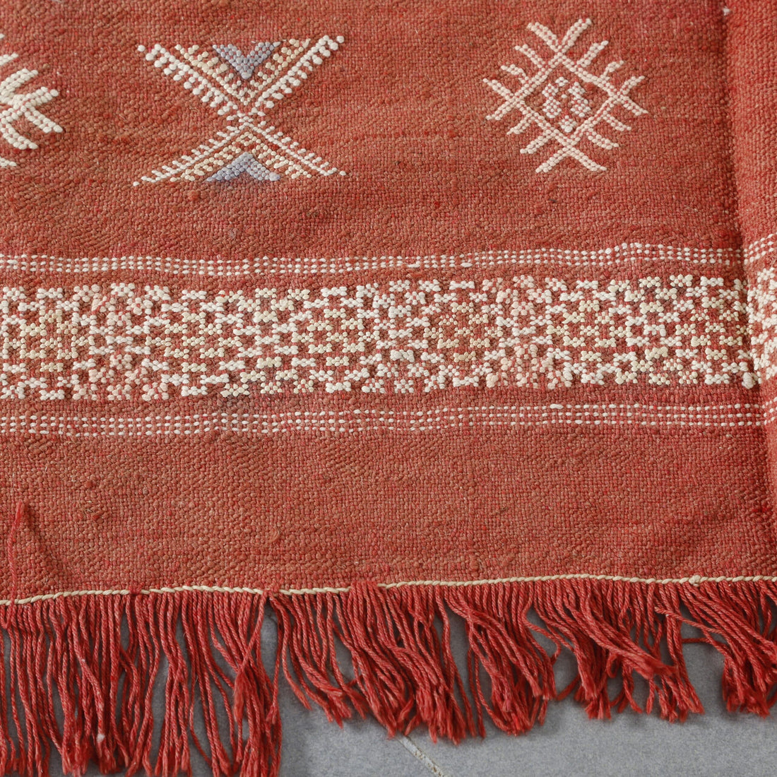 Terracotta Moroccan Kilim with Geometric Motifs