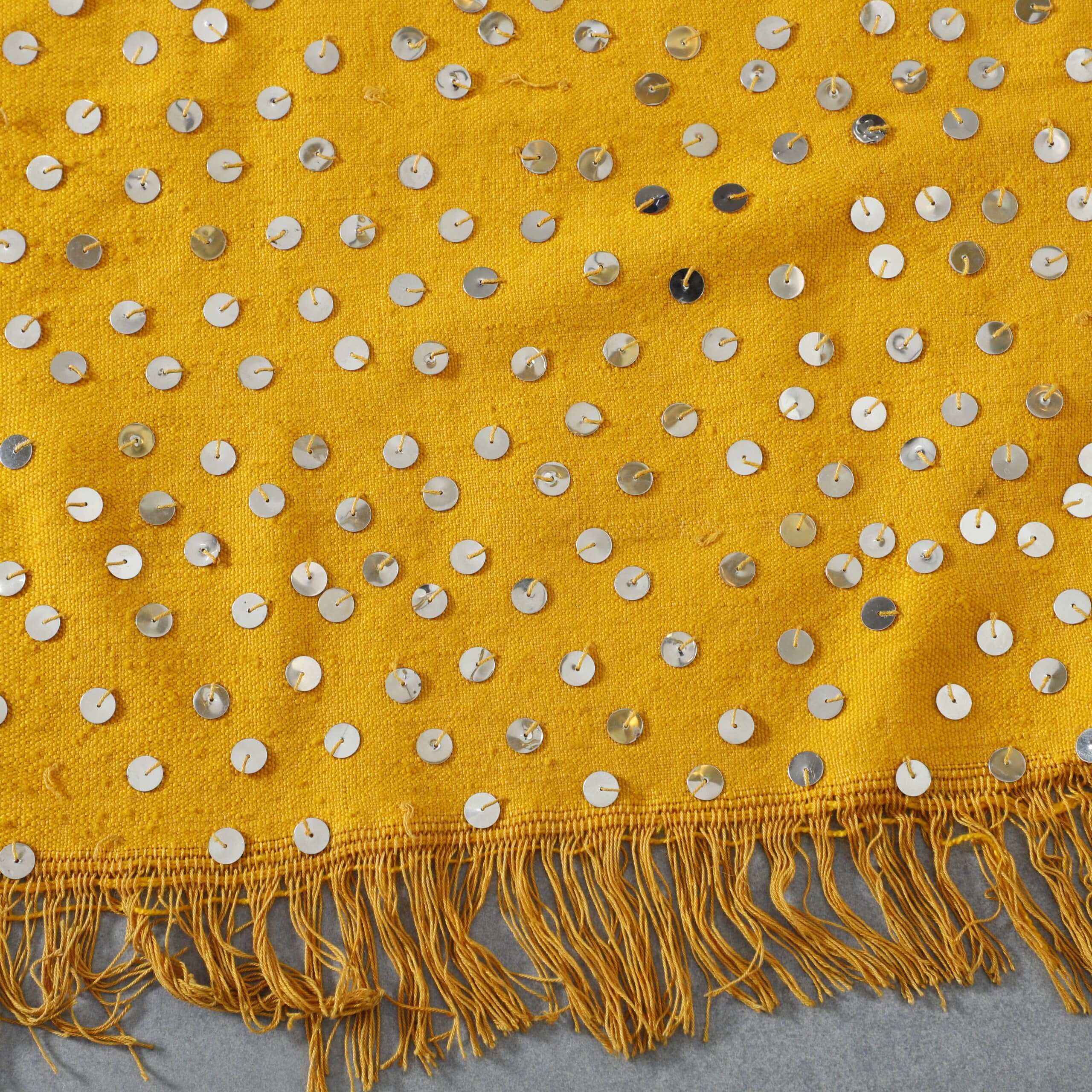 Golden Moroccan rug Handira with Sequins