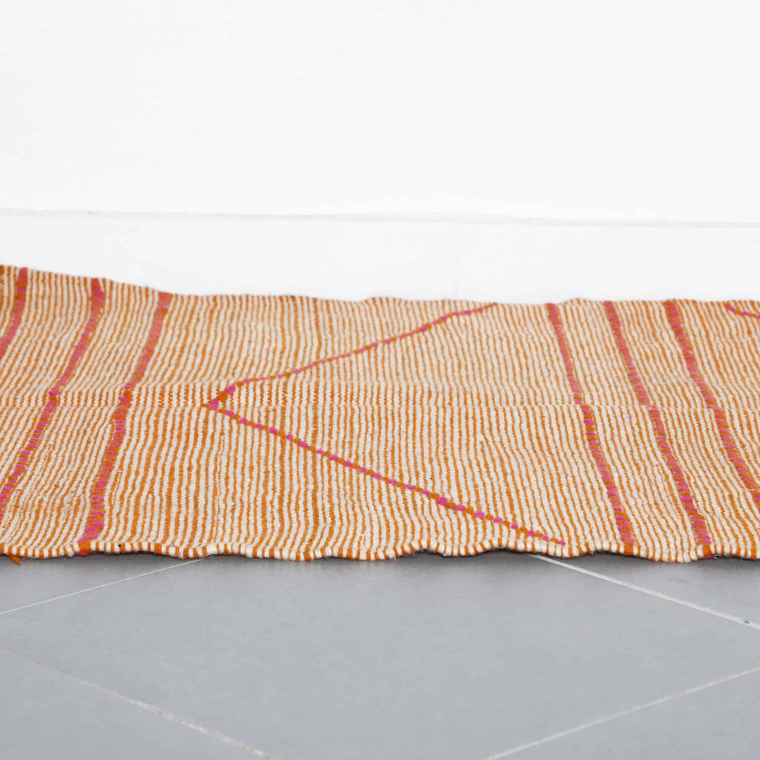 Terracotta Moroccan Kilim with Diamond Motif