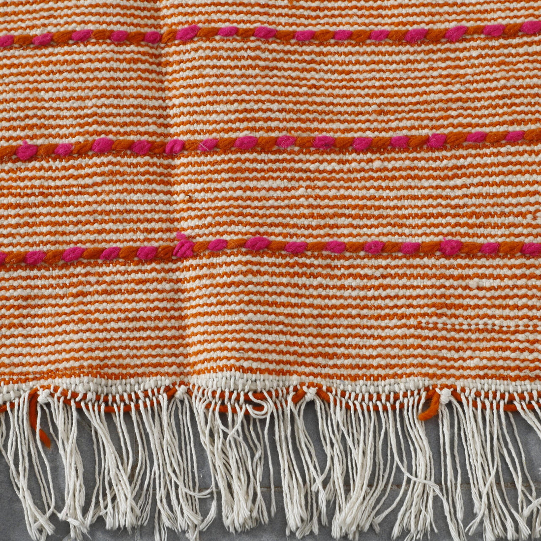 Terracotta Moroccan Kilim with Diamond Motif