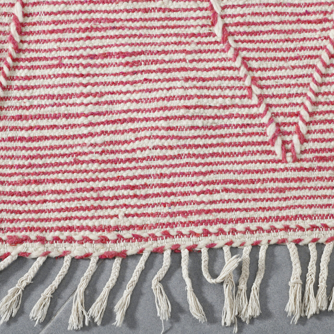 Pink Moroccan Kilim with Geometric Diamond Pattern