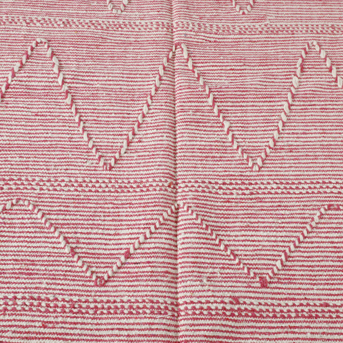 Pink Moroccan Kilim with Geometric Diamond Pattern