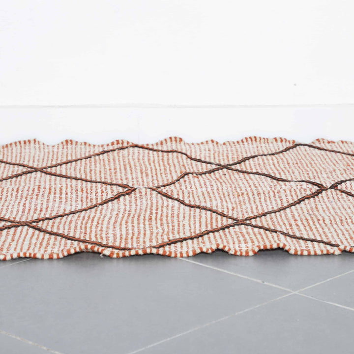 Terracotta Moroccan Kilim with Diamond Lattice
