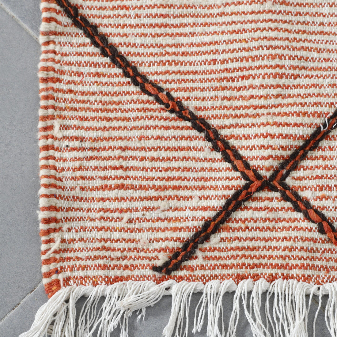 Terracotta Moroccan Kilim with Diamond Lattice