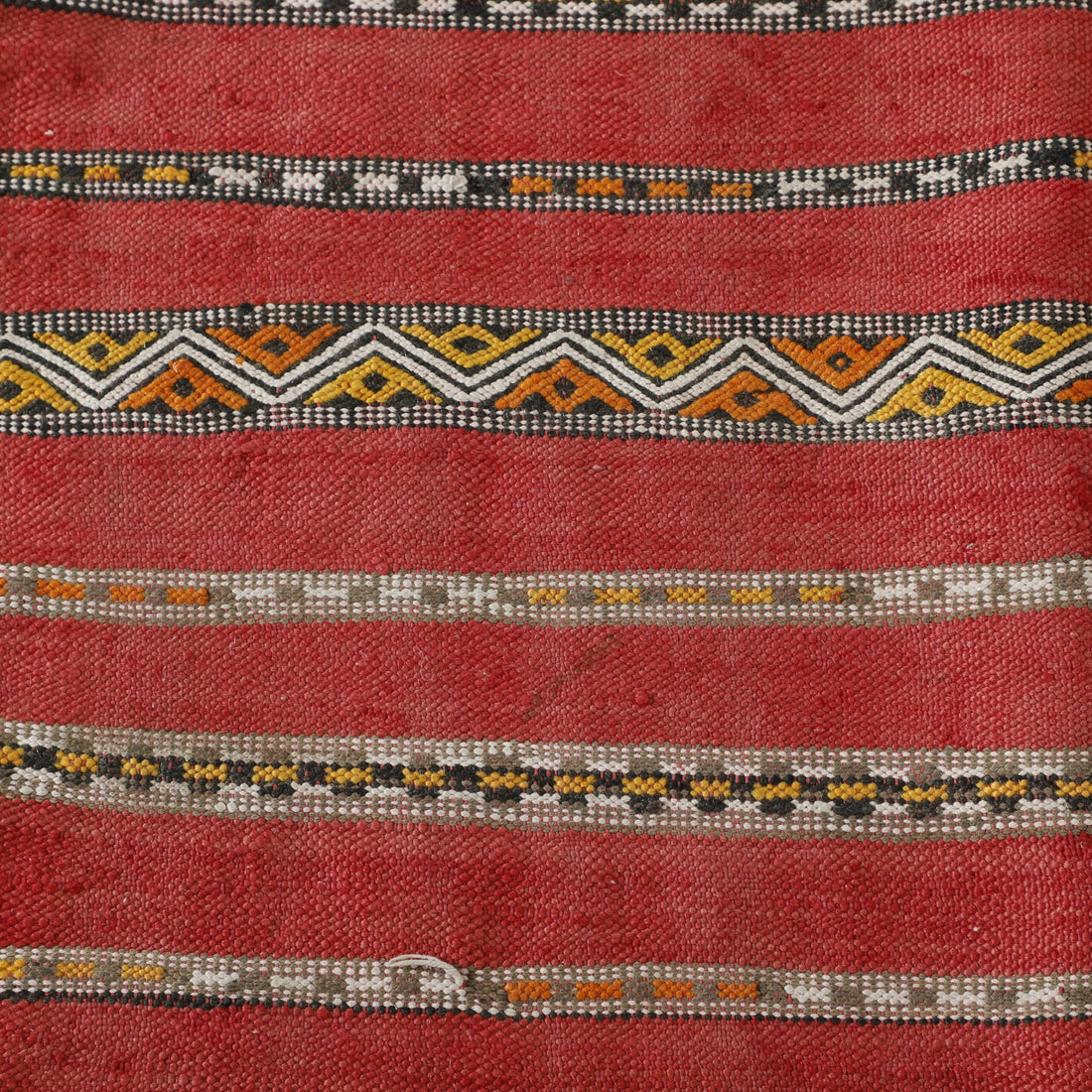 Red Moroccan Kilim with Horizontal Stripes