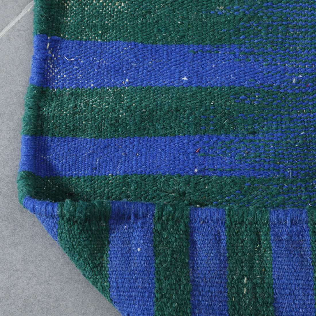 Blue and Green Striped Moroccan Kilim