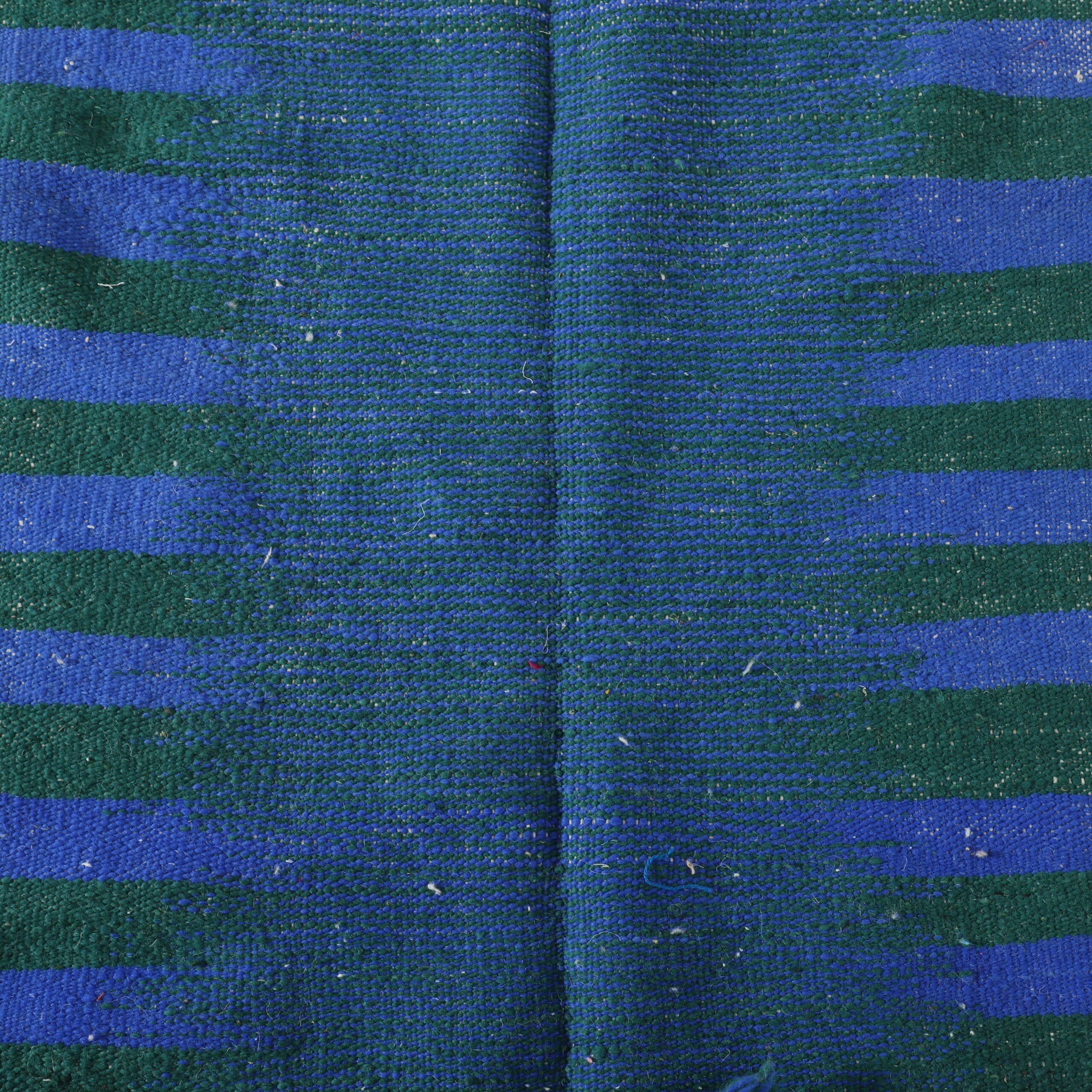 Blue and Green Striped Moroccan Kilim