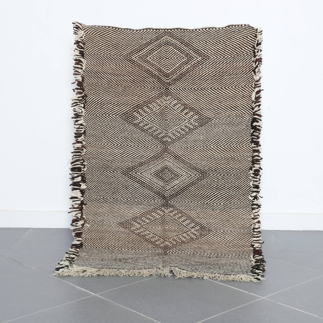 Authentic Moroccan Zanafi Rug with Diamond Motifs