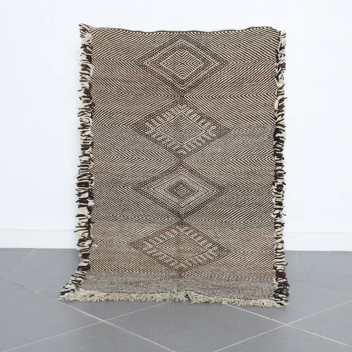 Authentic Moroccan Zanafi Rug with Diamond Motifs
