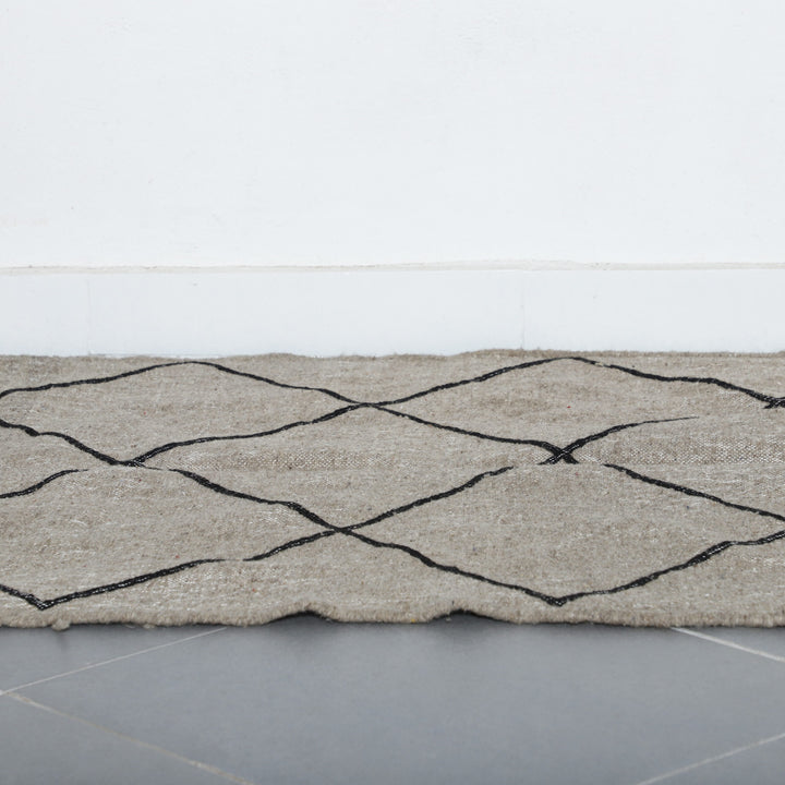 Classic Moroccan Beni Ourain Kilim with Diamond Lattice