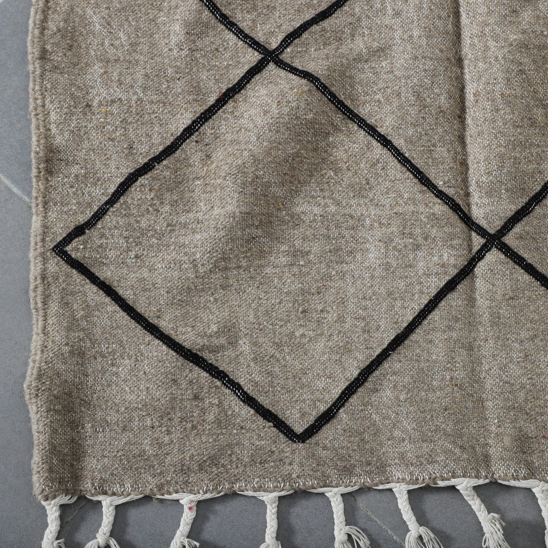 Classic Moroccan Beni Ourain Kilim with Diamond Lattice