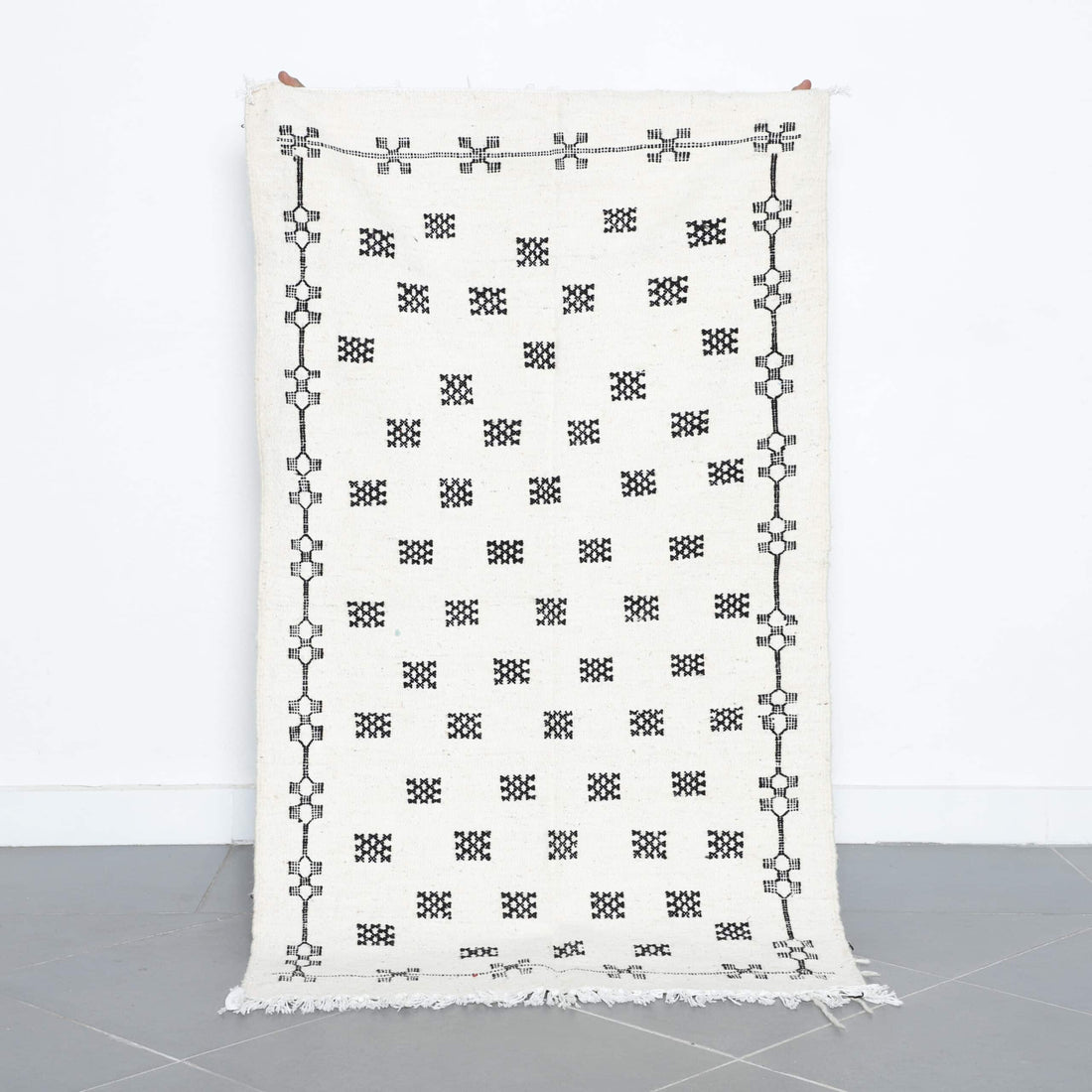 Classic Moroccan Beni Ourain Rug with Geometric Motifs