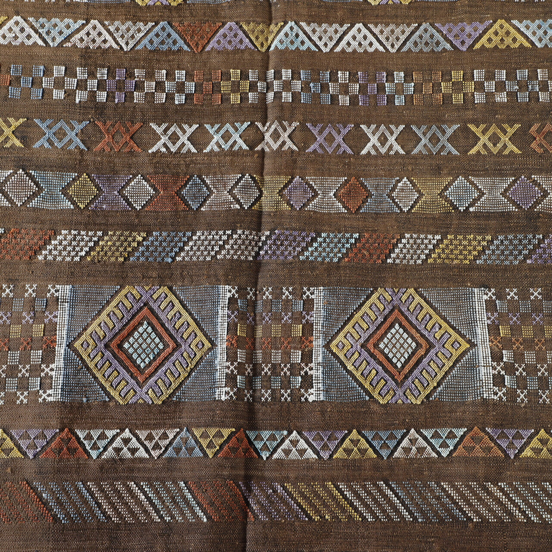 Intricate Moroccan Kilim with Geometric Motifs