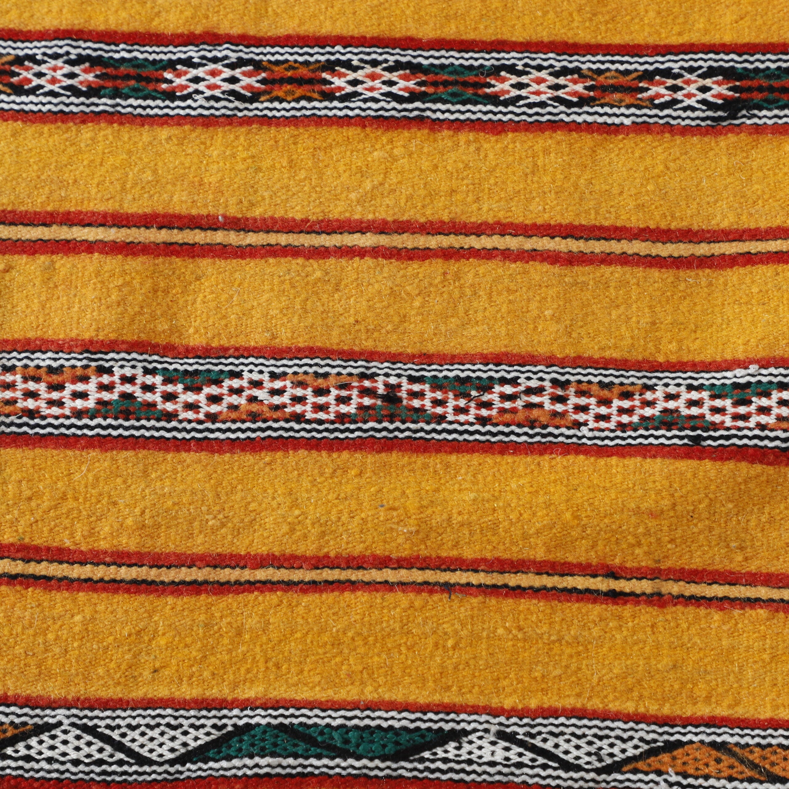 Golden Moroccan Kilim with Horizontal Stripes