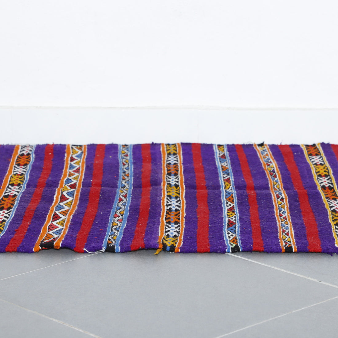 Vibrant Moroccan Kilim with Striped Design