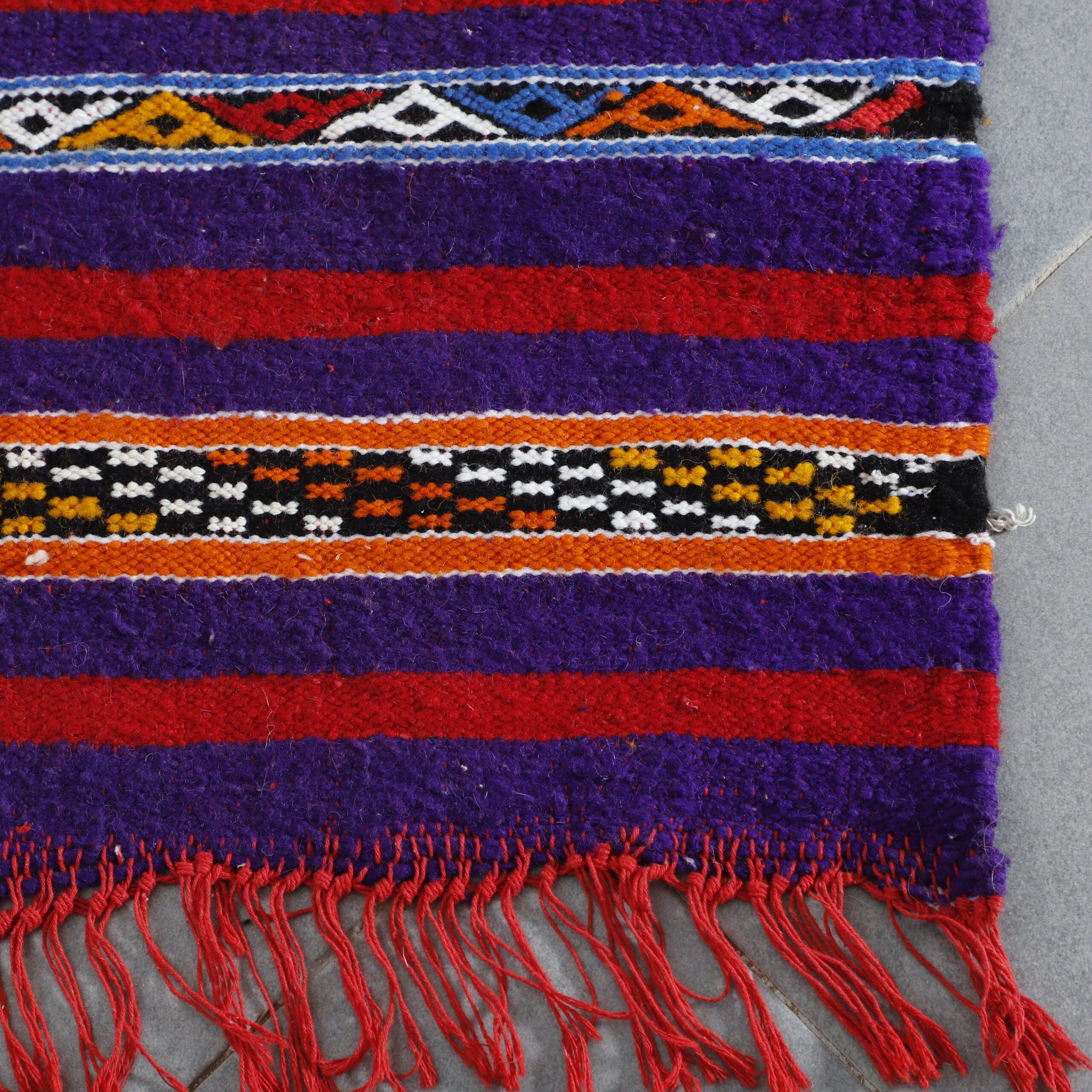 Vibrant Moroccan Kilim with Striped Design