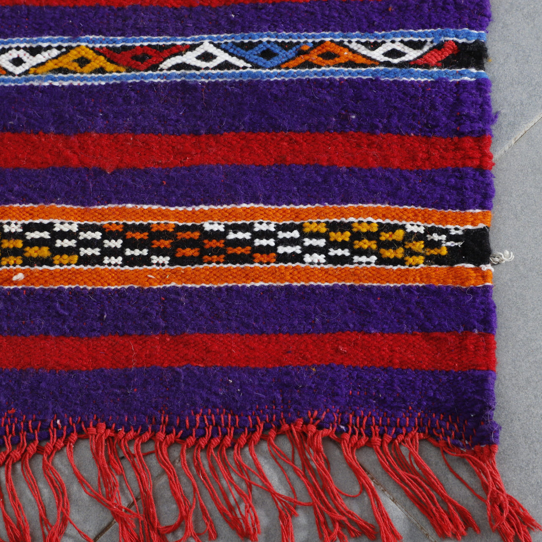 Vibrant Moroccan Kilim with Striped Design