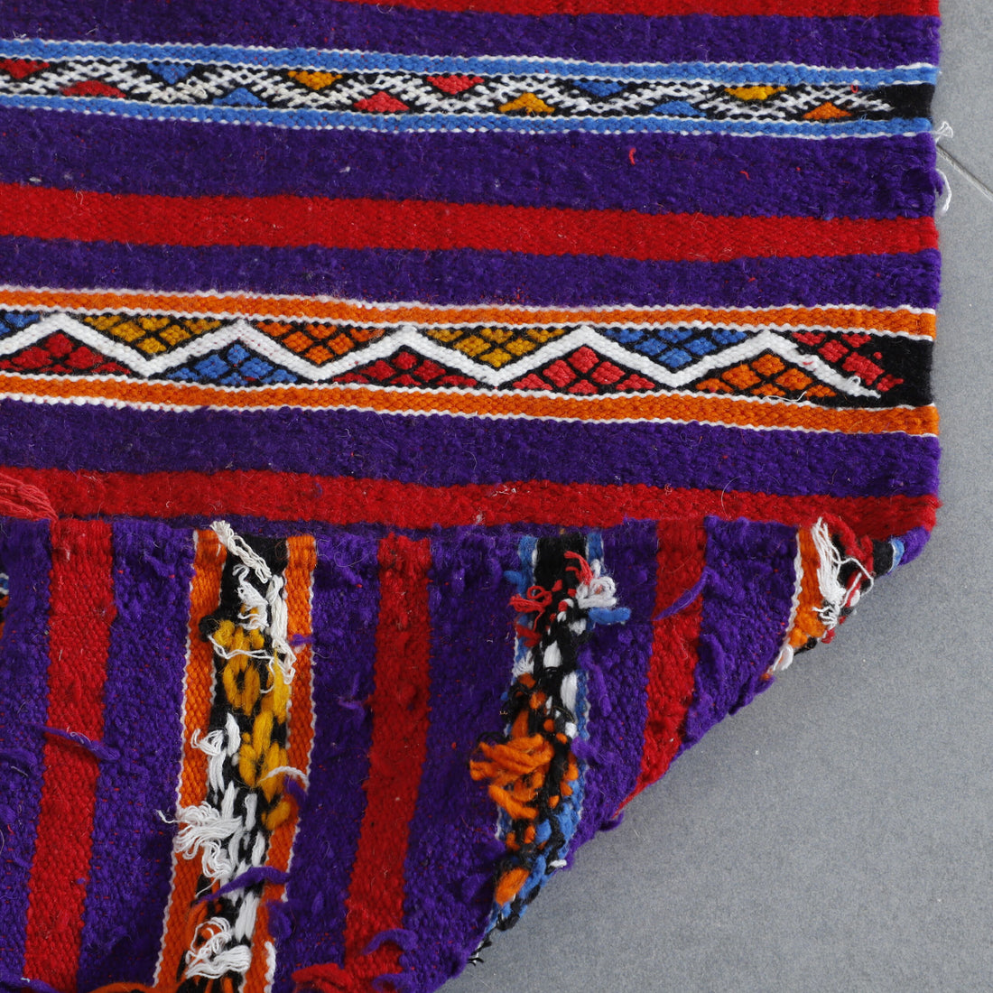 Vibrant Moroccan Kilim with Striped Design