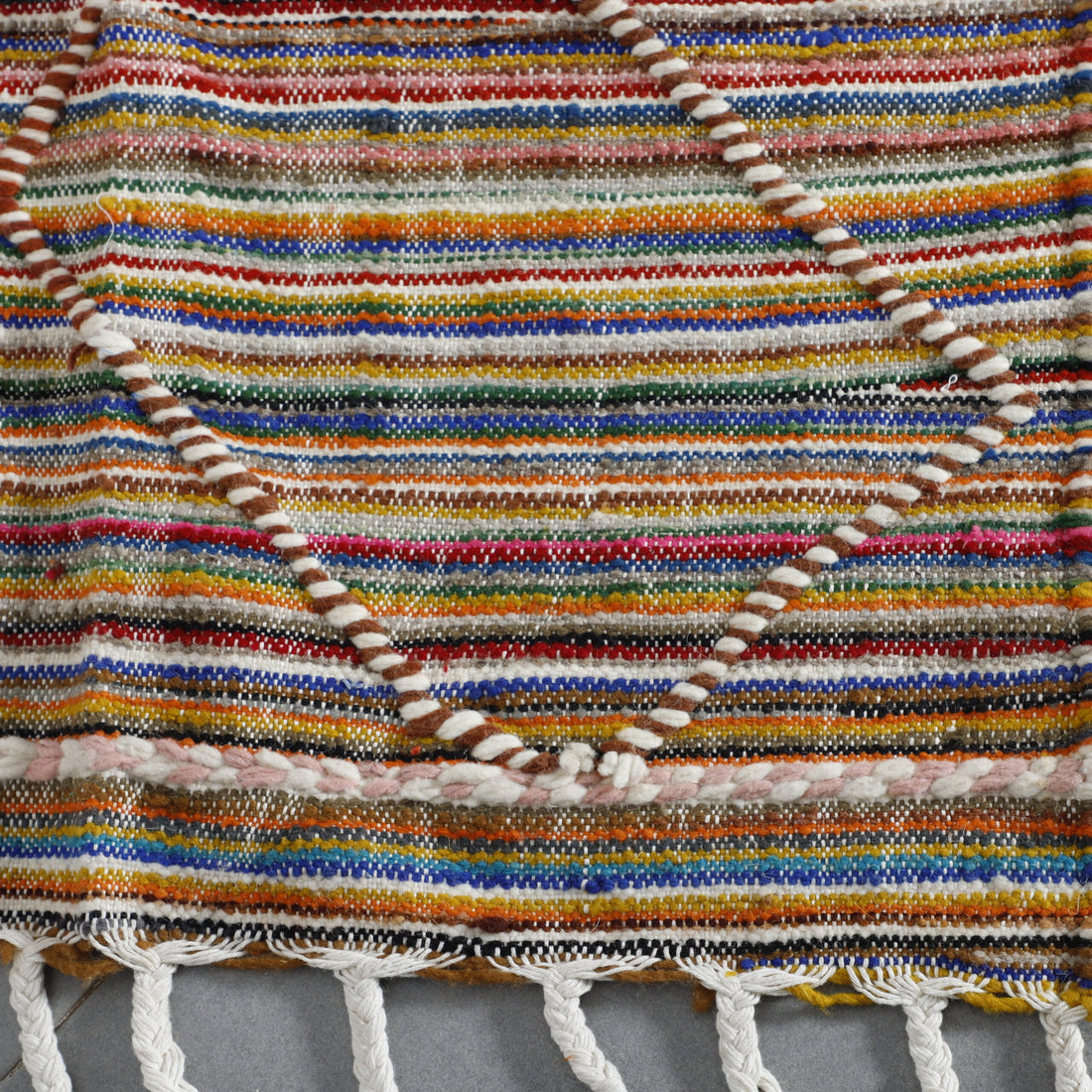 Colorful Moroccan Kilim with Diamond Lattice