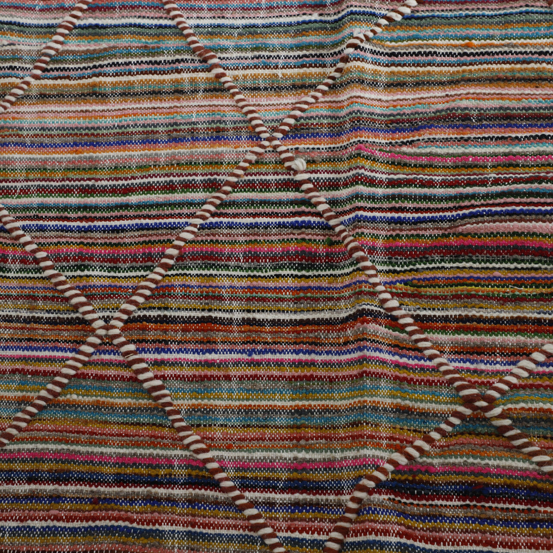 Colorful Moroccan Kilim with Diamond Lattice
